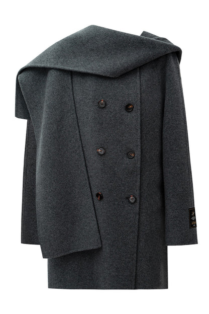 SELFWHO 100% Sheep Wool Blend Hooded Jacket