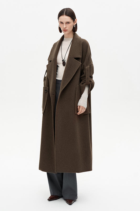 SELFWHO 100% Sheep Wool Blend Long Double-Faced Coat