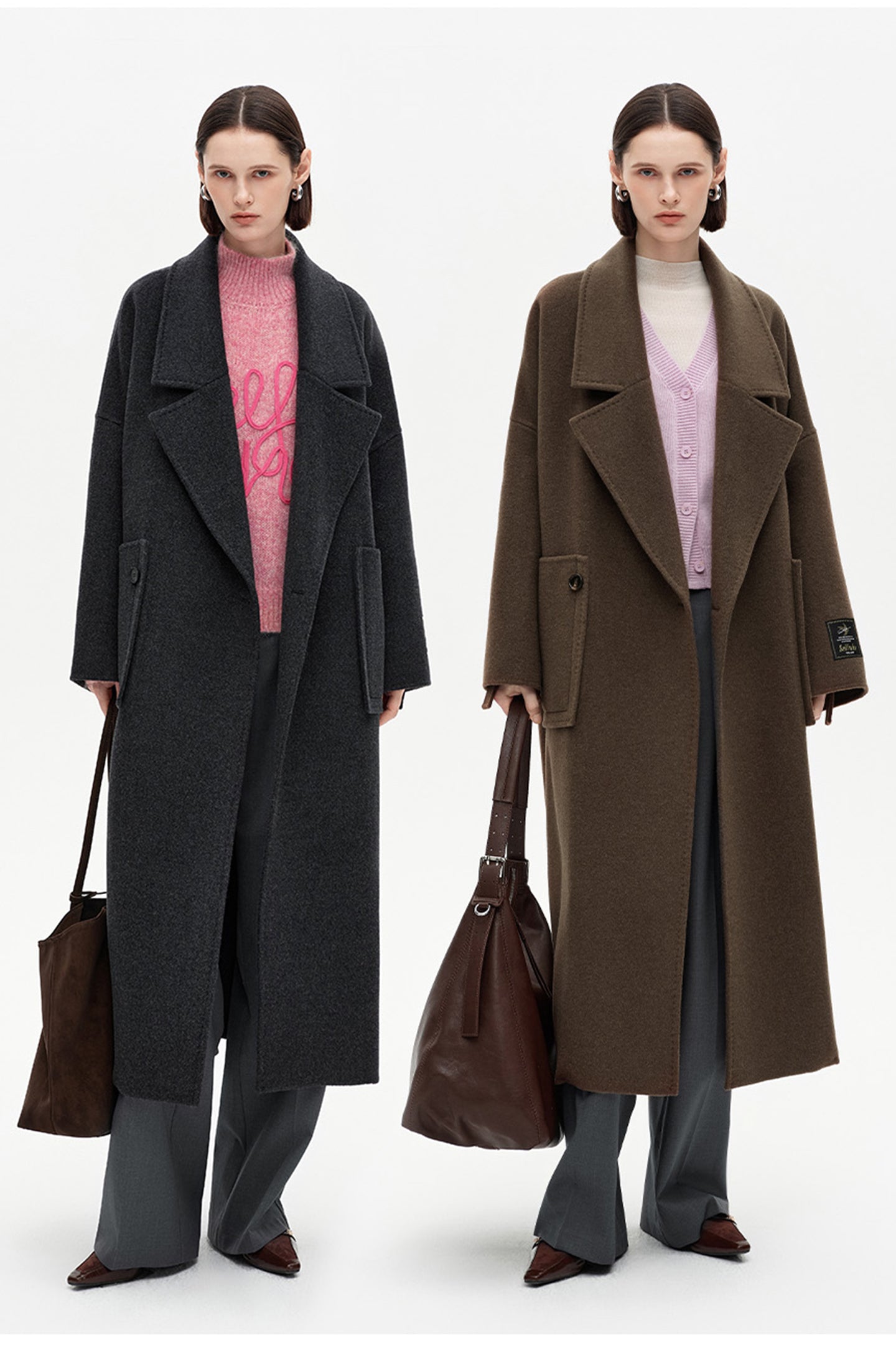SELFWHO 100% Sheep Wool Blend Long Double-Faced Coat