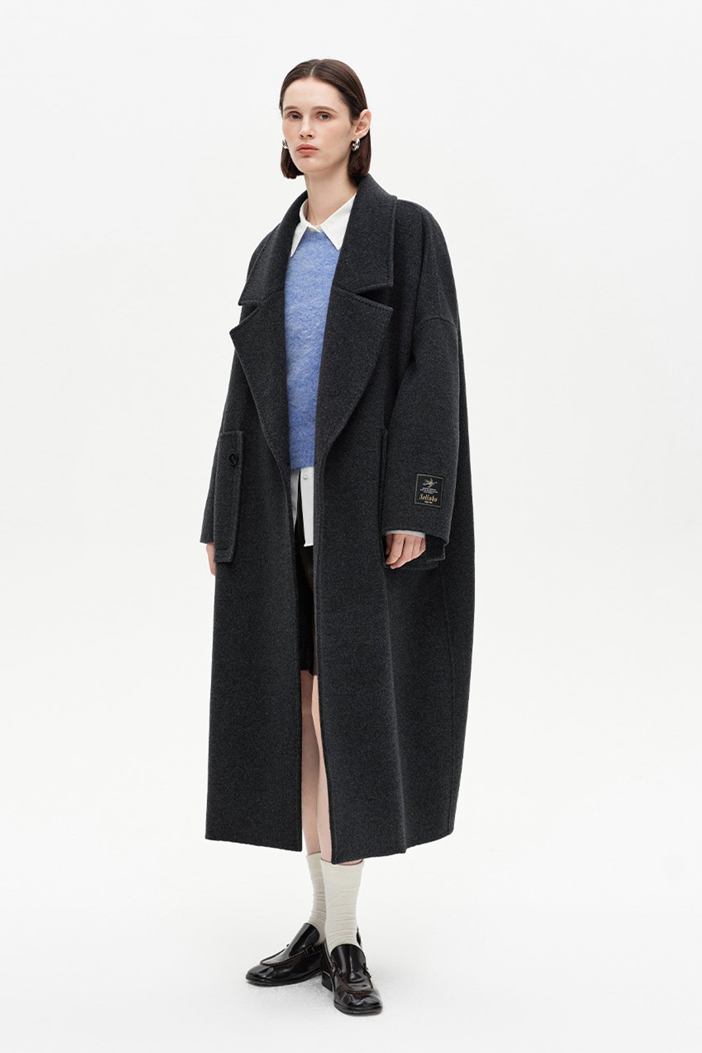 SELFWHO 100% Sheep Wool Blend Long Double-Faced Coat