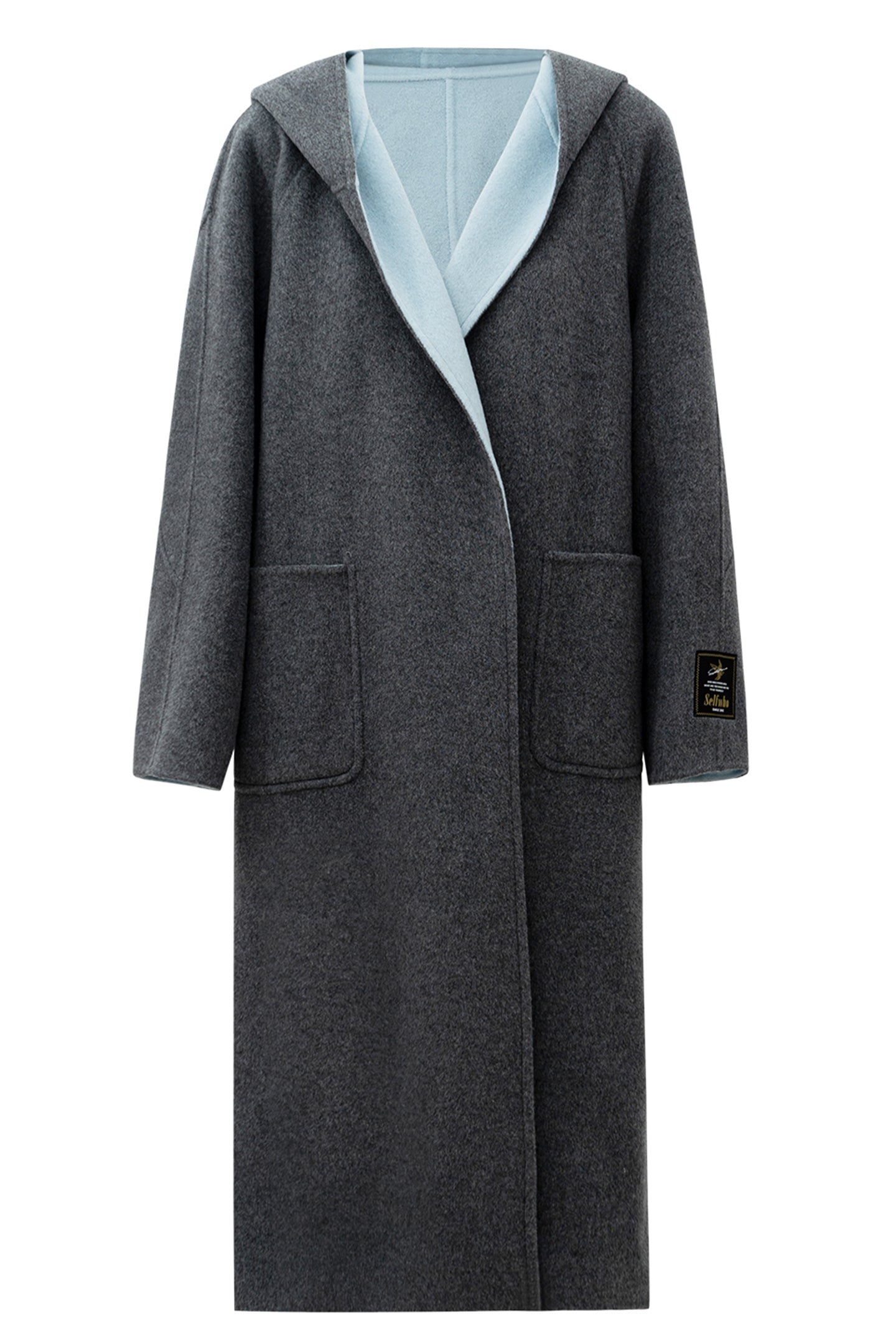 SELFWHO 100% Wool Blend Contrast Color Woolen Coat