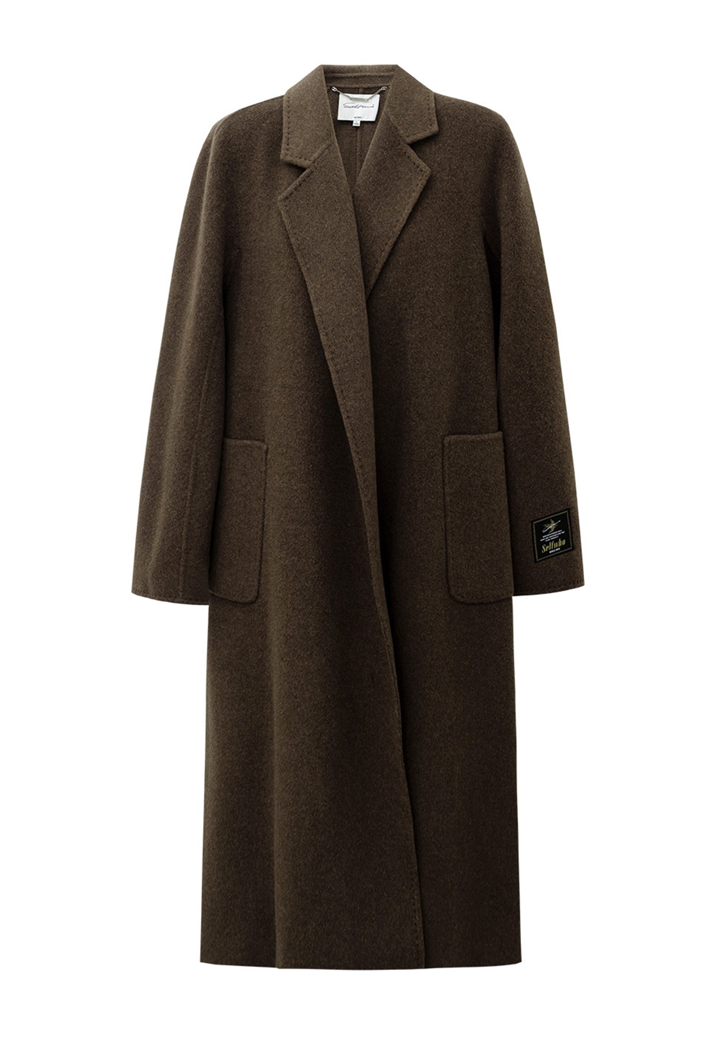 SELFWHO 100% Wool Blend Bathrobe-Style Double-Faced Coat