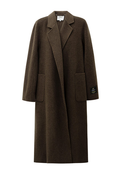 SELFWHO 100% Wool Blend Bathrobe-Style Double-Faced Coat