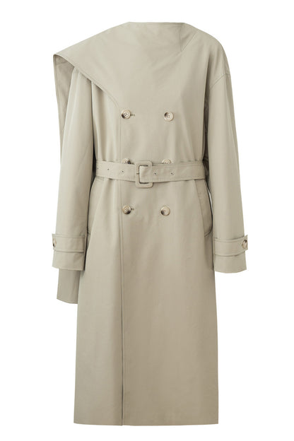 SELFWHO Cotton Blend Long Scarf Collar Down Windbreaker