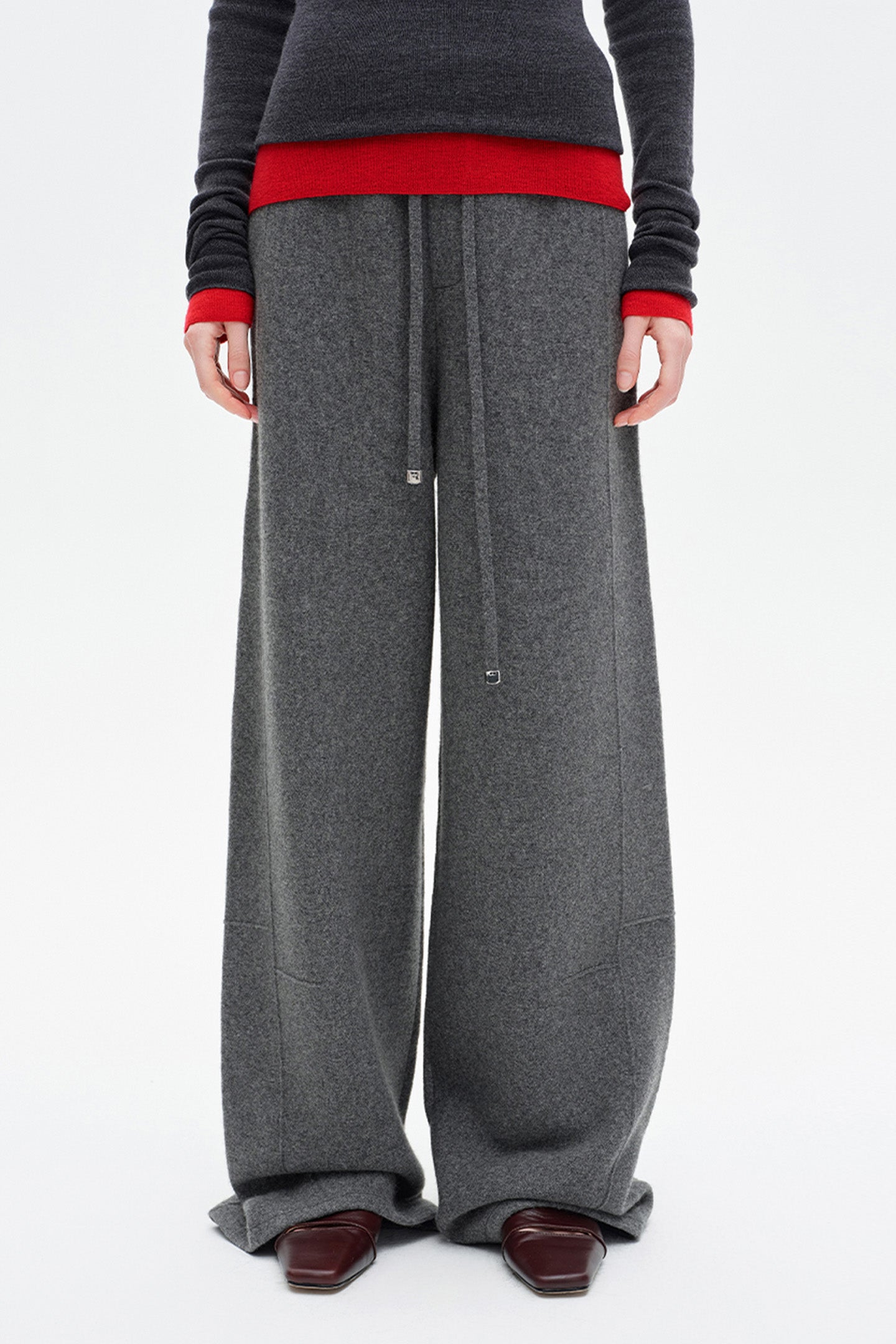 SELFWHO Cashmere Loose-fitting Drawstring Casual Pants
