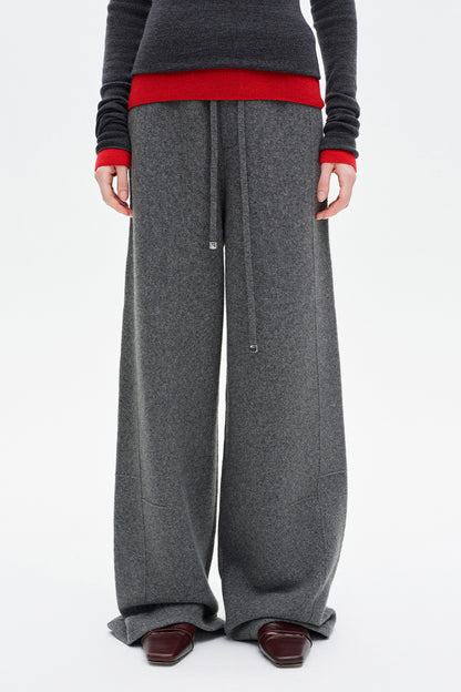 SELFWHO Cashmere Loose-fitting Drawstring Casual Pants