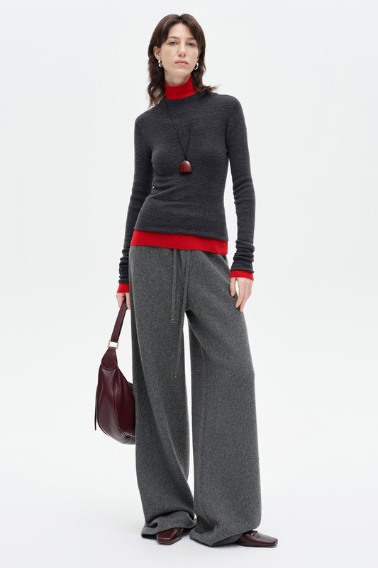 SELFWHO Cashmere Loose-fitting Drawstring Casual Pants