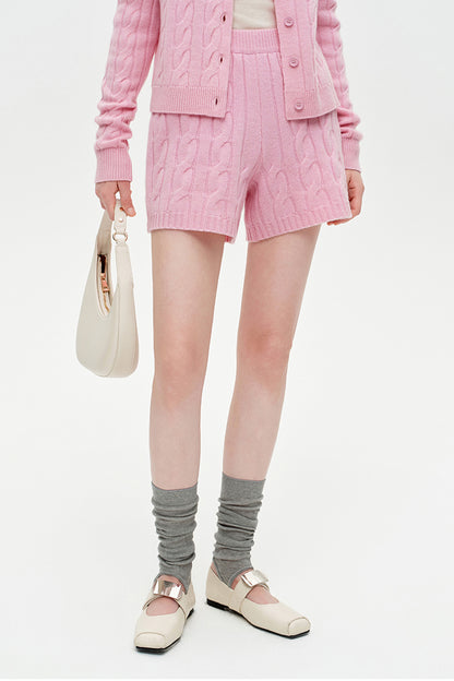 SELFWHO 100% Wool Cable-Knit Sweater Set
