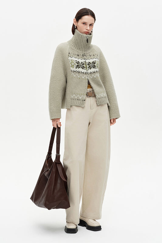 SELFWHO Wool Blend Knitted Woolen Coat