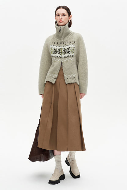 SELFWHO Wool Blend Knitted Woolen Coat