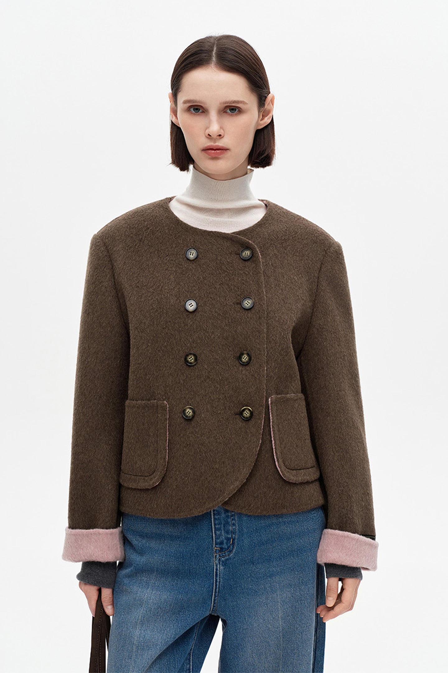 SELFWHO 100% Wool Short Double-Faced Wool Jacket