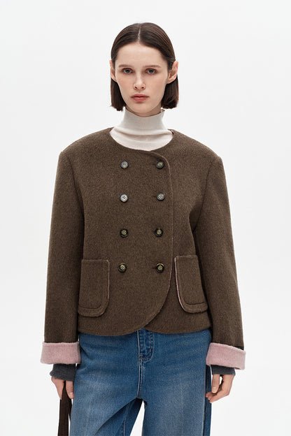SELFWHO 100% Wool Short Double-Faced Wool Jacket