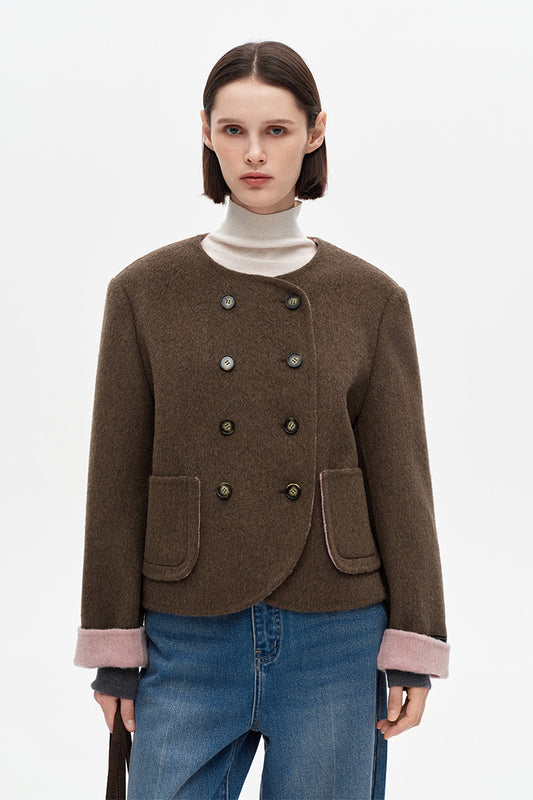 SELFWHO 100% Wool Short Double-Faced Wool Jacket