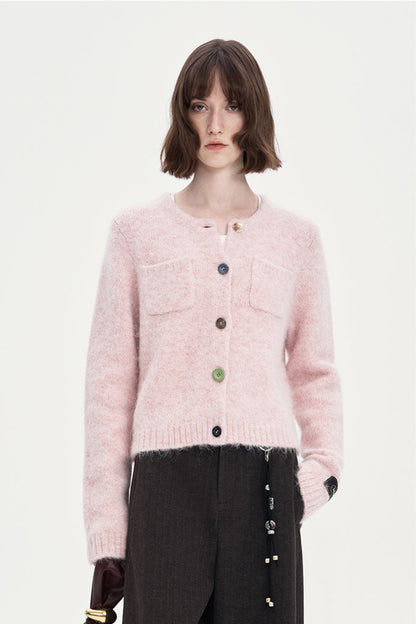 Alpaca Blend Cropped Cardigan Sweater