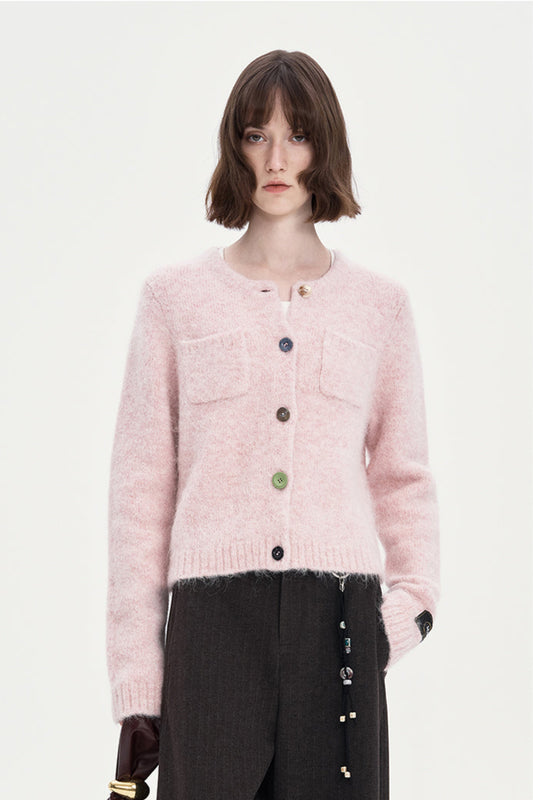 Alpaca Blend Cropped Cardigan Sweater