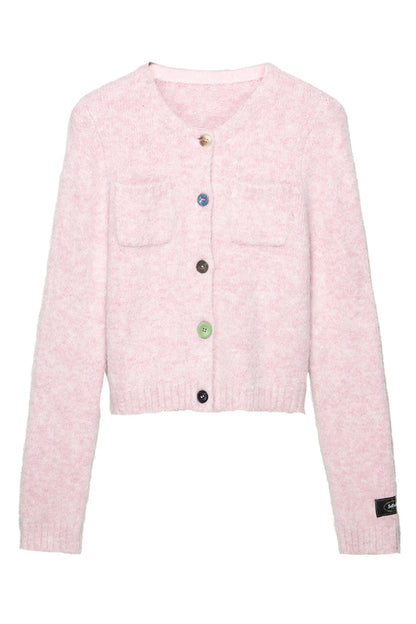 Alpaca Blend Cropped Cardigan Sweater