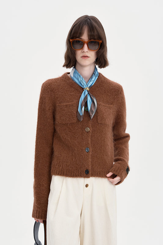 Alpaca Blend Cropped Cardigan Sweater