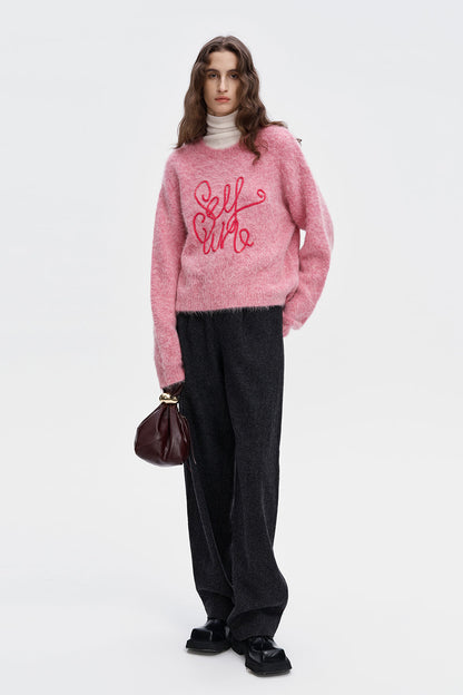Pink Alpaca Blend Sweater Knit Top