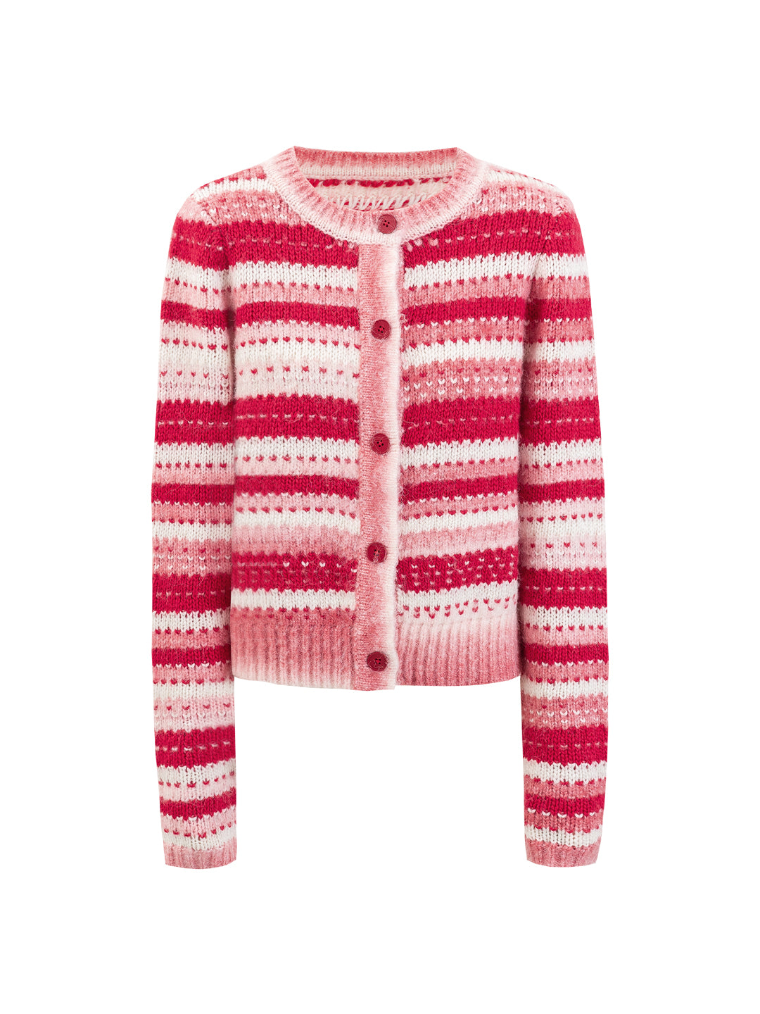 Classic Wool Blended Gradient Striped Knitted Cardigan