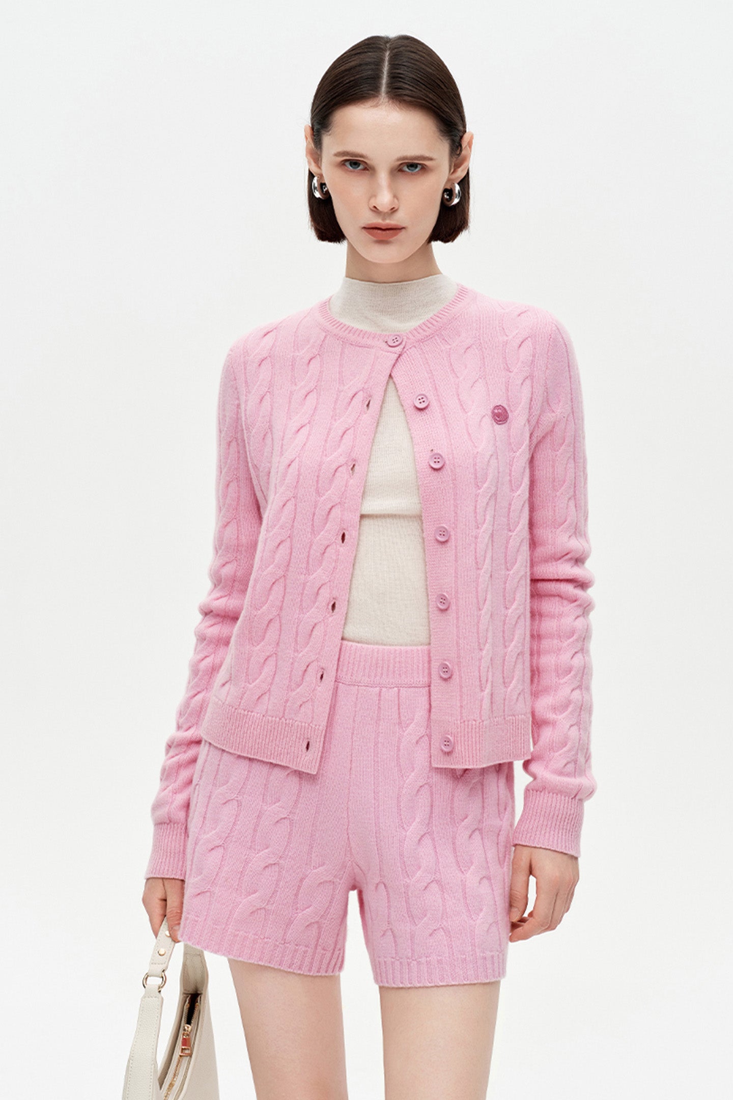 SELFWHO 100% Wool Cable-Knit Sweater Set