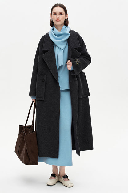 SELFWHO 100% Wool Detachable Scarf Collar Sweater