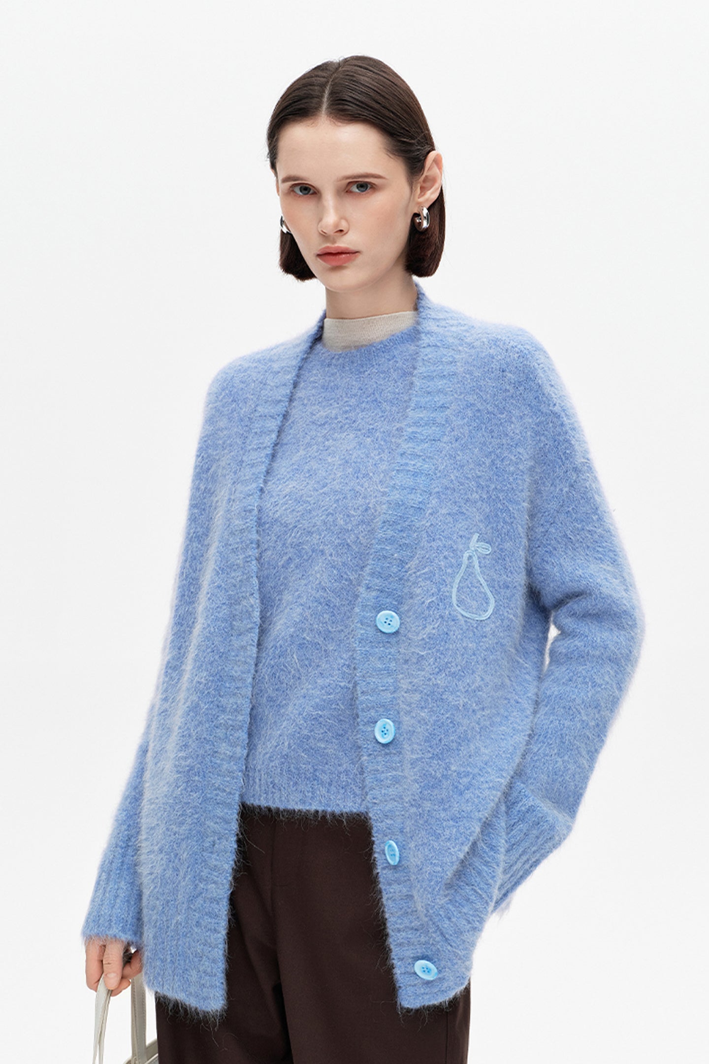 SELFWHO Alpaca Blend Pear Knitted Cable Sweater 2-Piece Set