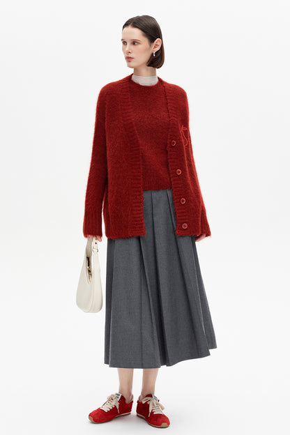 SELFWHO Alpaca Blend Pear Knitted Cable Sweater 2-Piece Set