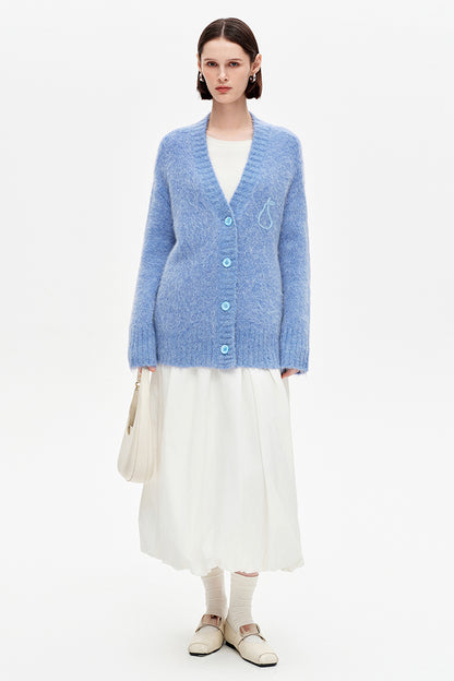 SELFWHO Alpaca Blend Pear Knitted Cable Sweater 2-Piece Set