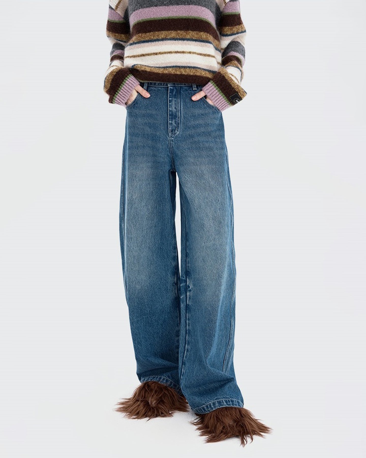 Vintage floral washed jeans