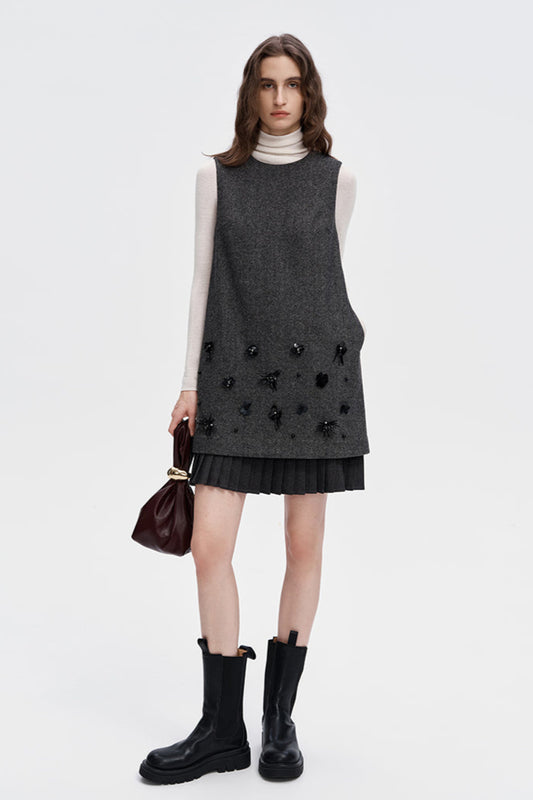 Grey Wool Blend Tank Dress