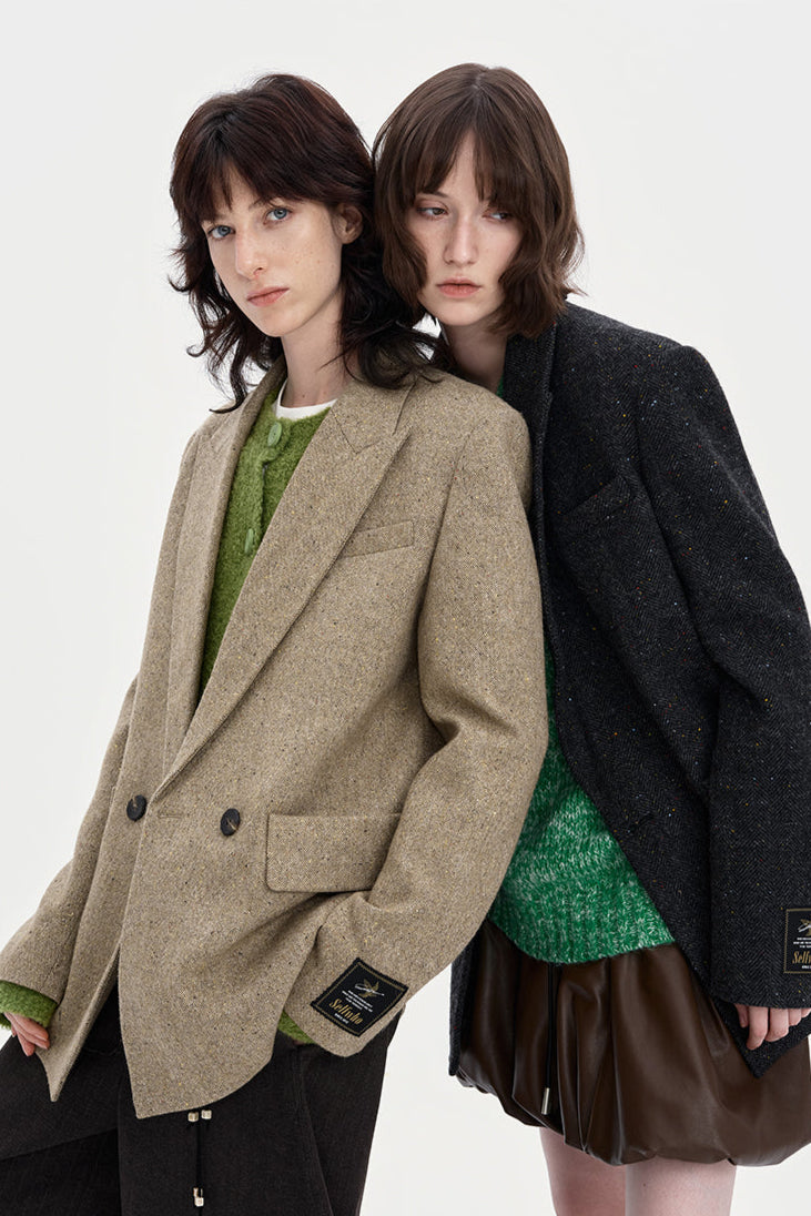 Retro old money style suit  for women loose versatile suit