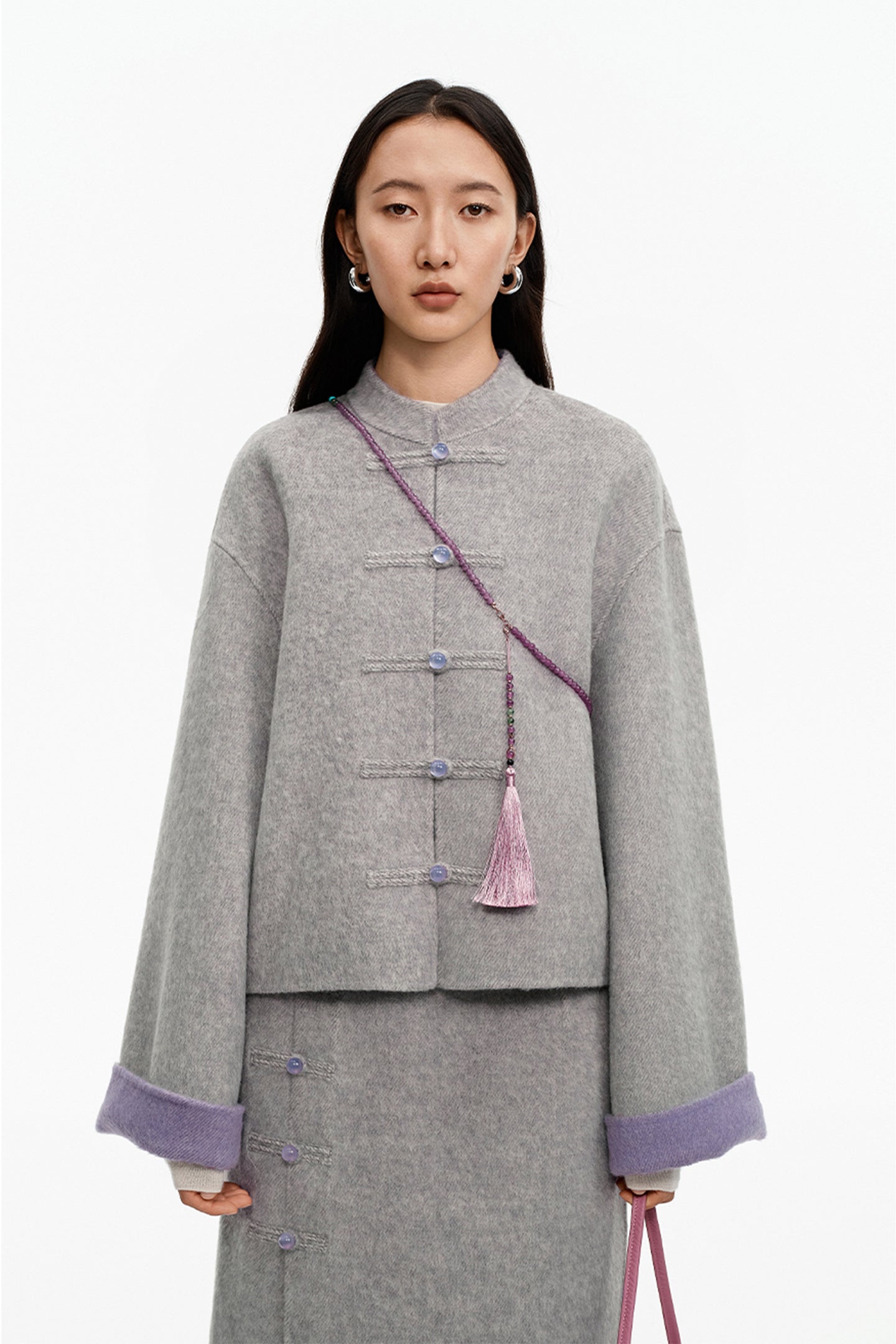 Sheep Wool Chinese Style Button Coat