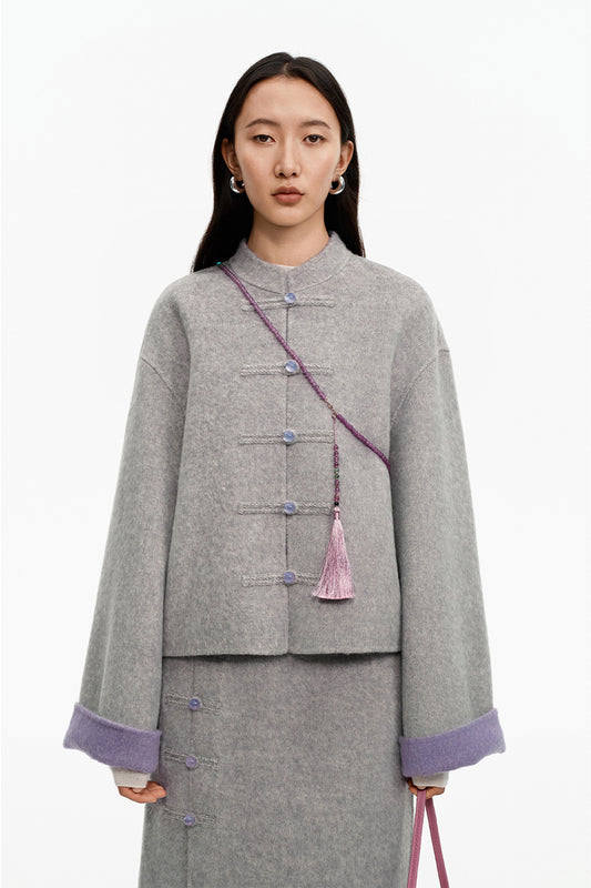 SELFWHO Sheep Wool Chinese Style Button Coat