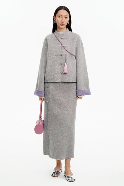 Pink wool Chinese style jacket spring wear