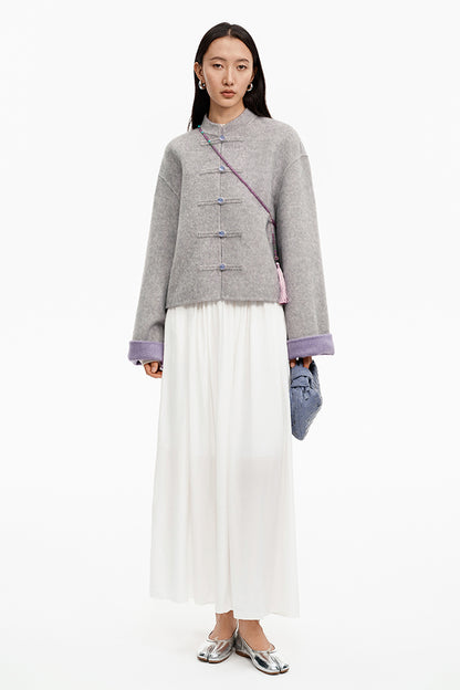 Pink wool Chinese style jacket spring wear