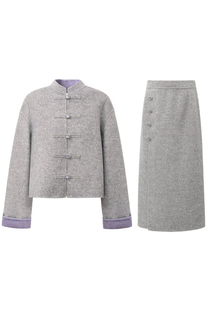 SELFWHO Sheep Wool Chinese Style Button Coat