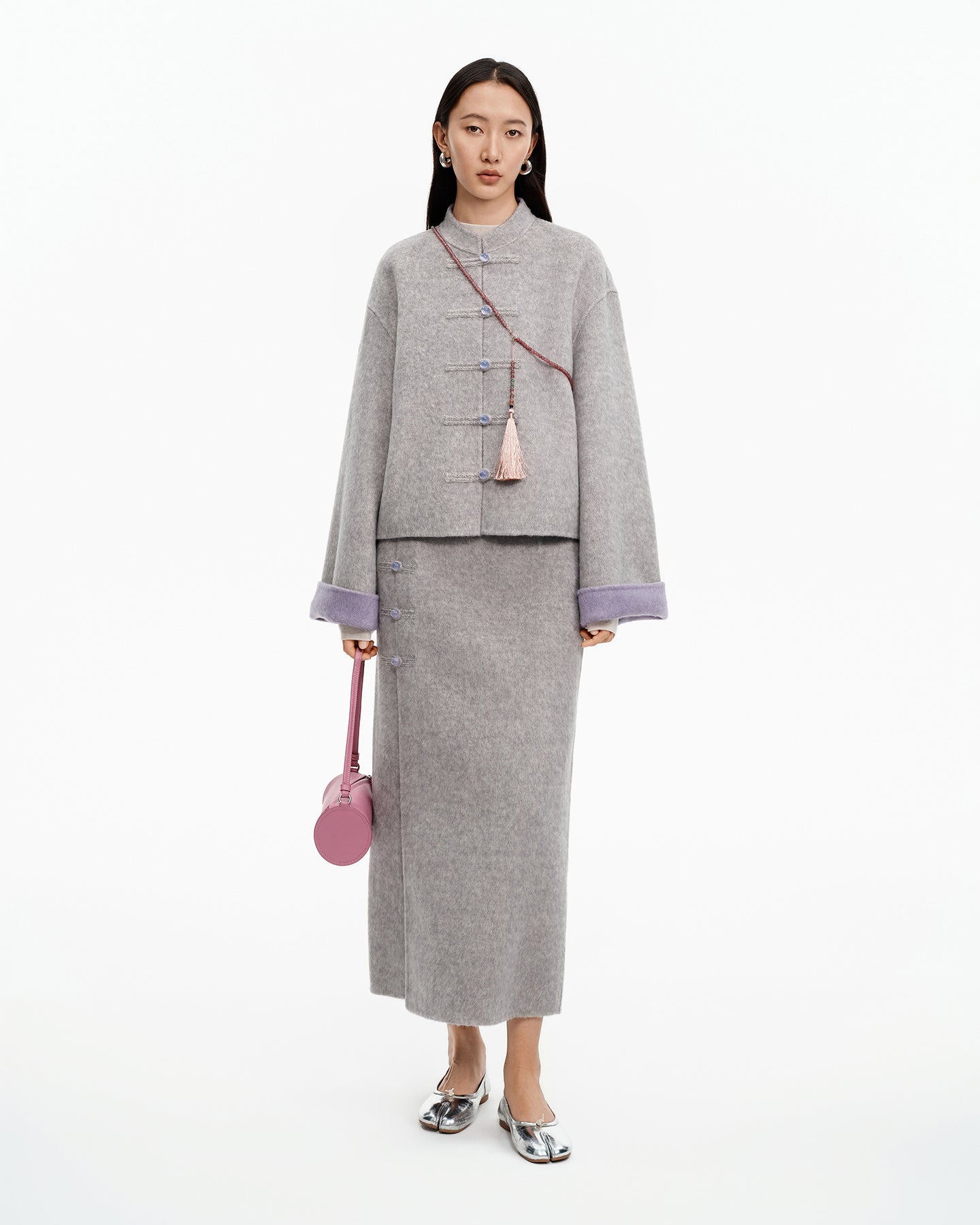 Pink wool Chinese style jacket spring wear