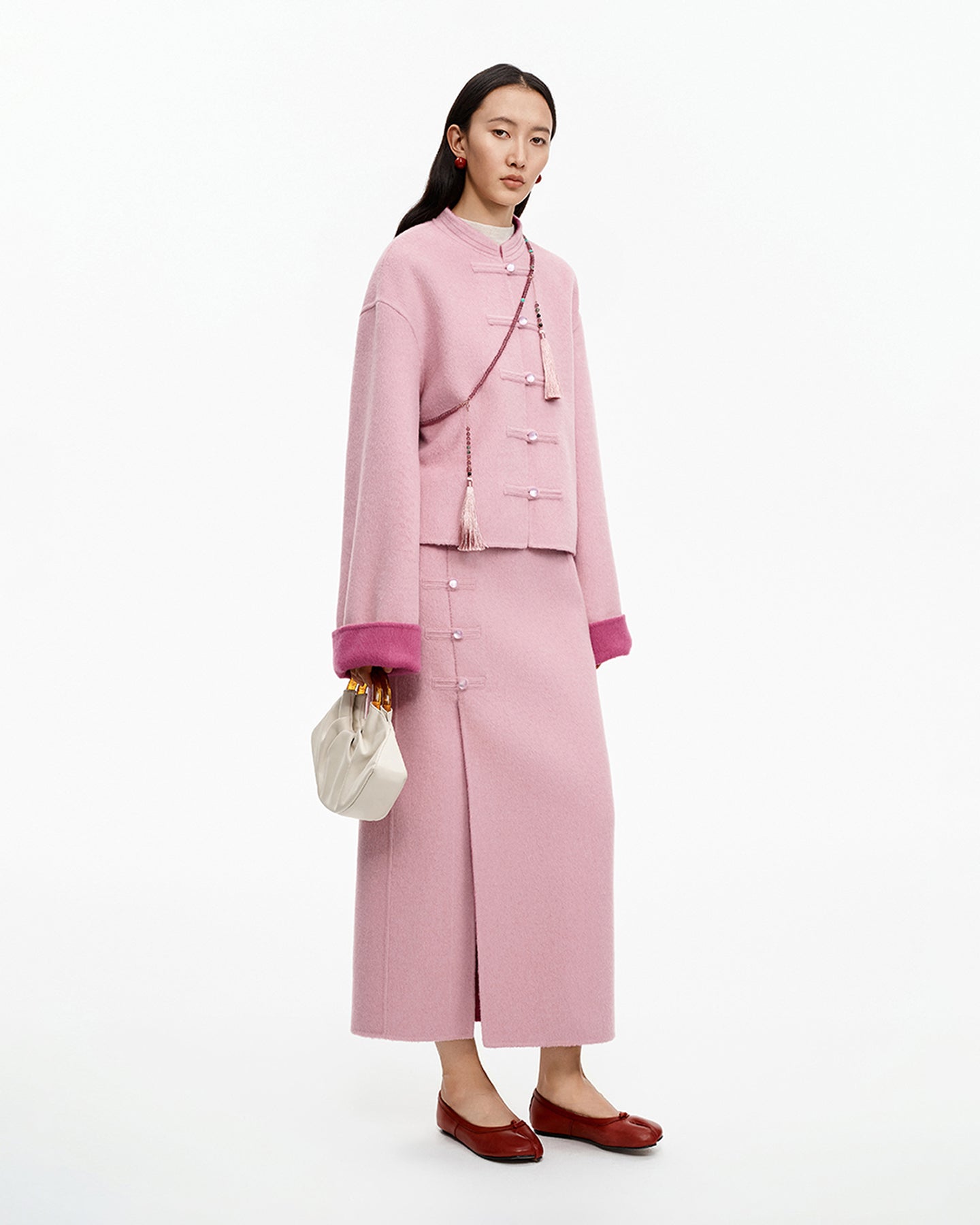 Pink wool Chinese style jacket spring wear