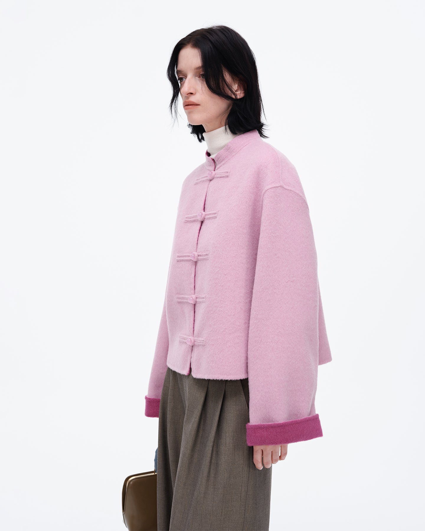 Pink wool Chinese style jacket spring wear