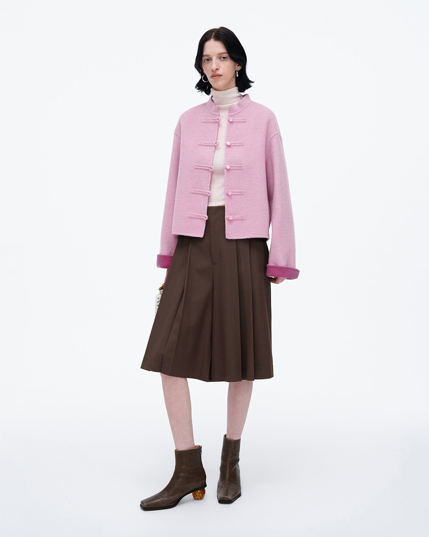 Pink wool Chinese style jacket spring wear