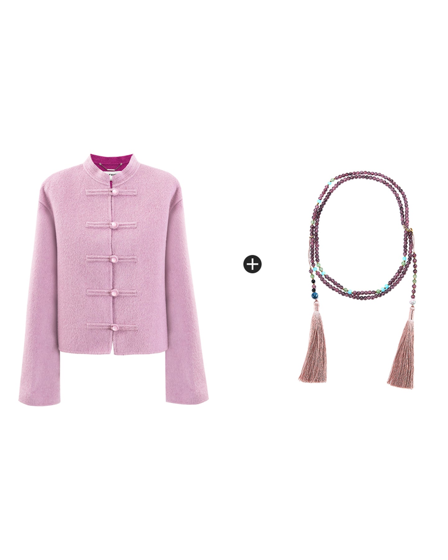 Pink wool Chinese style jacket spring wear