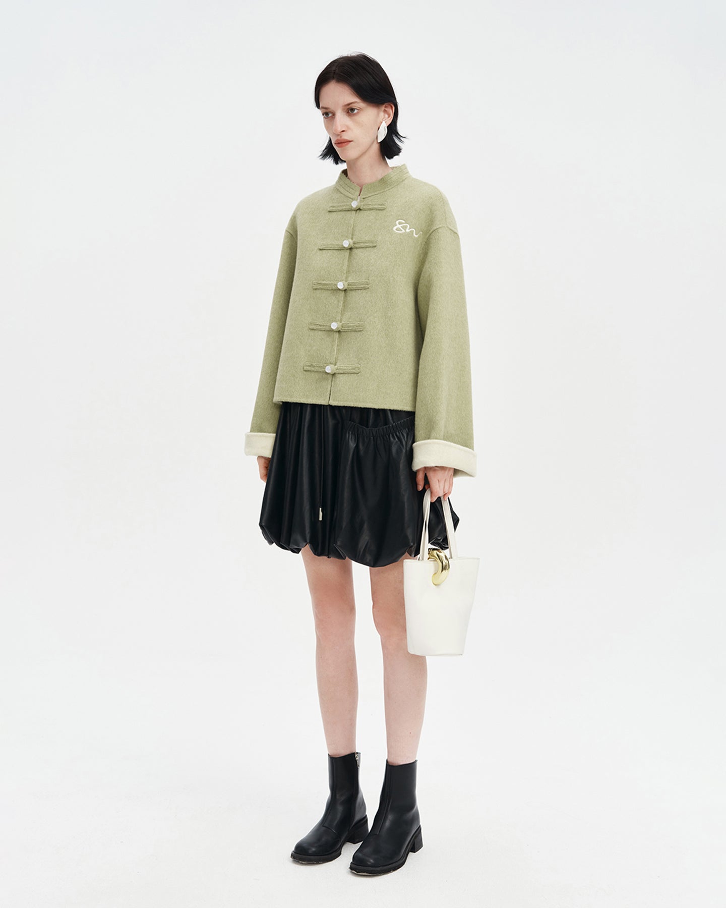 Spring new tops Chinese ethnic style green coat jacket