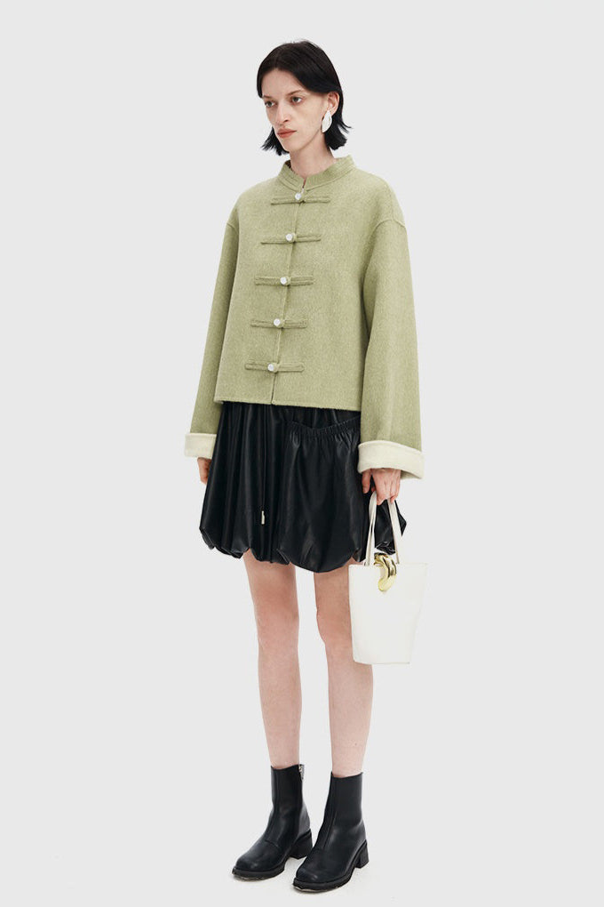 Spring new tops Chinese ethnic style green coat jacket
