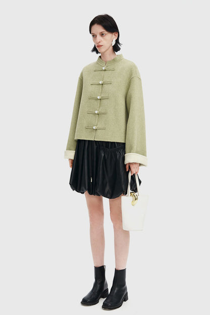 Spring new tops Chinese ethnic style green coat jacket