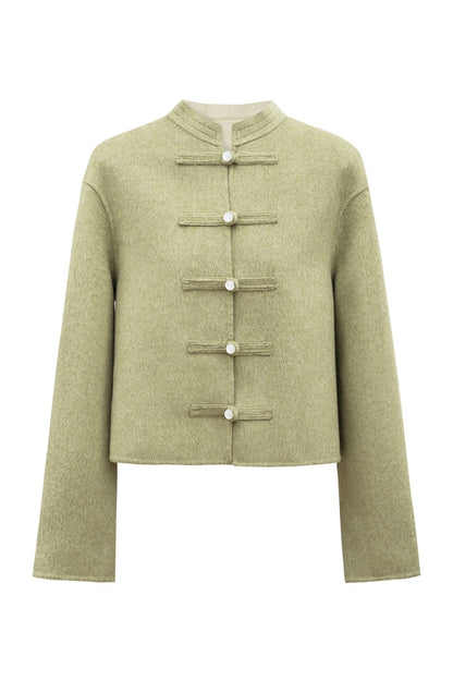 Spring new tops Chinese ethnic style green coat jacket