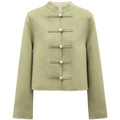 Pink wool Chinese style jacket spring wear