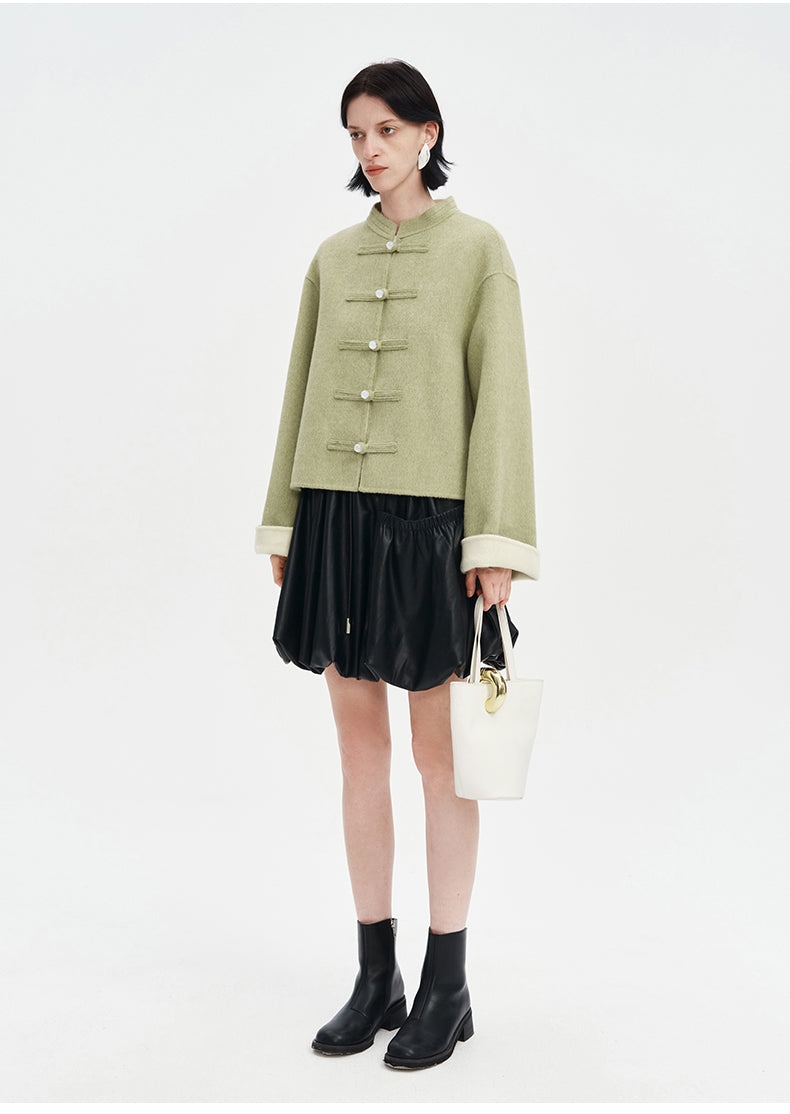 Pink wool Chinese style jacket spring wear