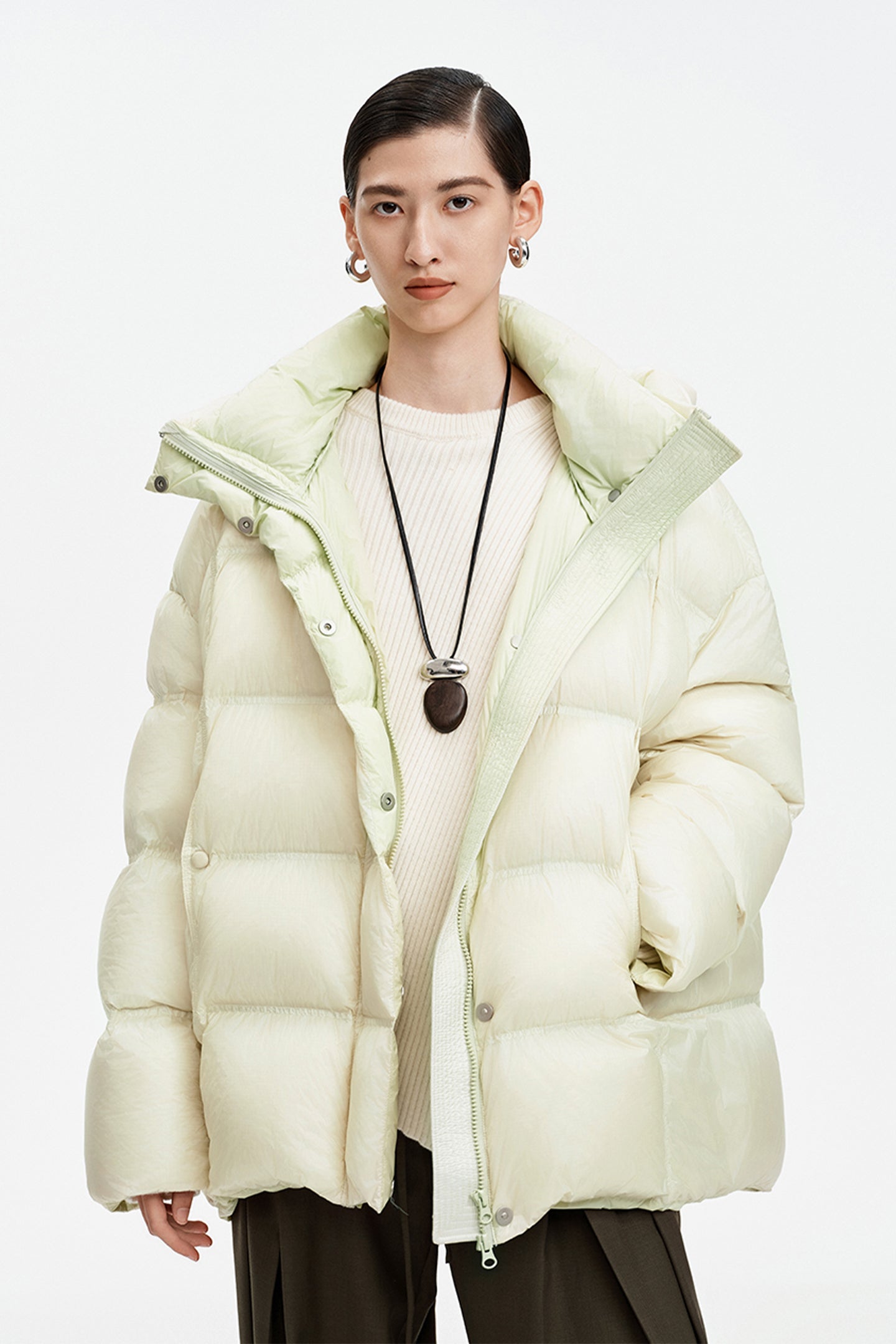 SELFWHO Goose Down Color Block Down Jacket