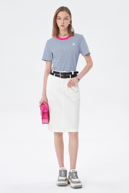 SELFWHO Retro Short-Sleeved Striped T-Shirt