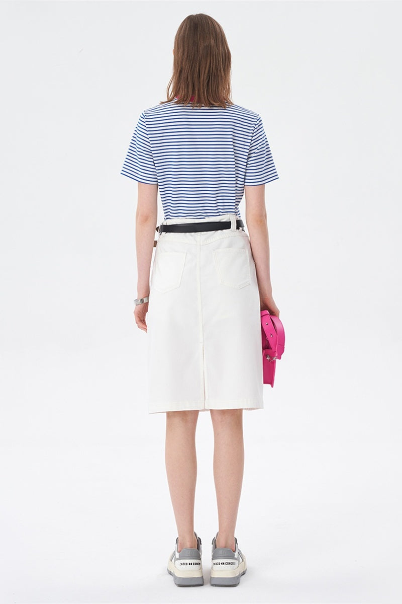 SELFWHO Retro Short-Sleeved Striped T-Shirt